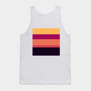 A refined commixture of Almost Black, Jazzberry Jam, Brick Red, Dark Peach and Pastel Orange stripes. Tank Top